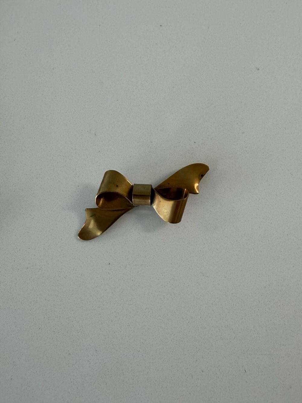 Vintage Solid Brass Bow Brooch Pin